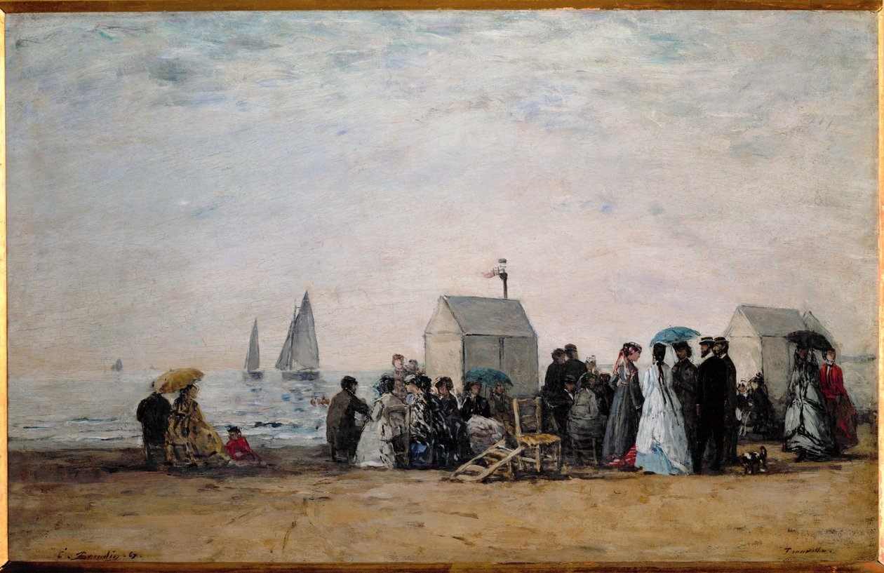 Stranden ved Trouville af Eugene Louis Boudin