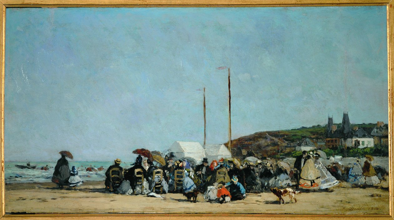 Stranden ved Trouville af Eugene Louis Boudin
