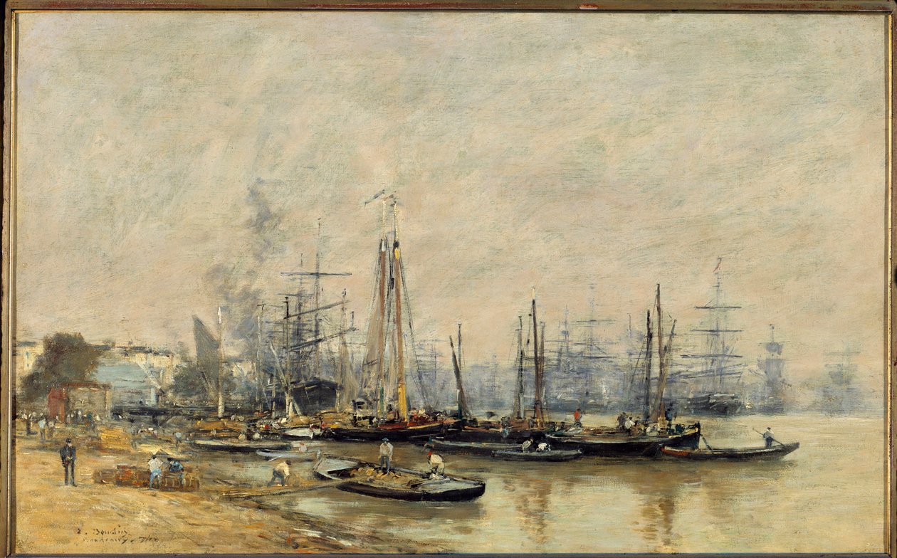 Havnen i Bordeaux Fartøjer på Garonne. Maleri af Eugene Louis Boudin (1824-1898) 1874 søn. 0,41x0,65 m Paris, musee d