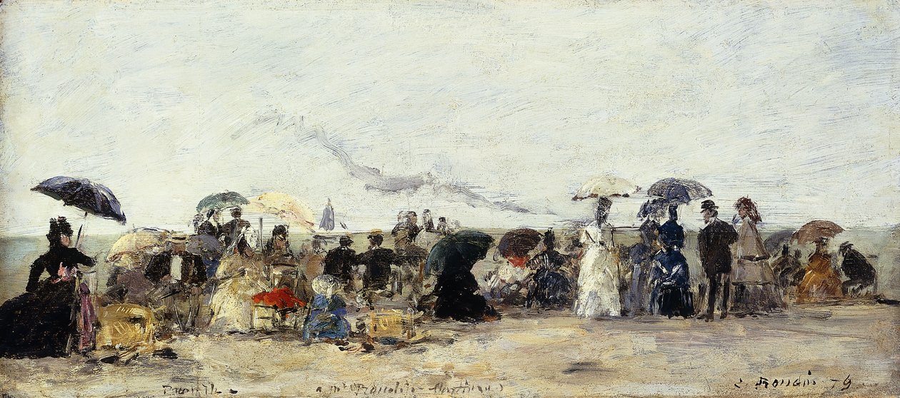 Trouville, Strandscene; Trouville strandscene, 1879 af Eugene Louis Boudin