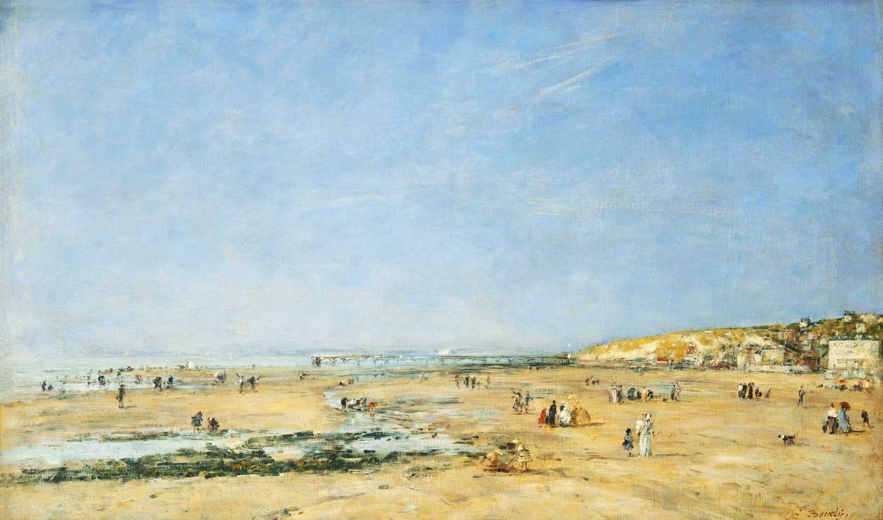 Trouville, generel udsigt over stranden; Trouville, Oversigt over stranden, 1890 af Eugene Louis Boudin