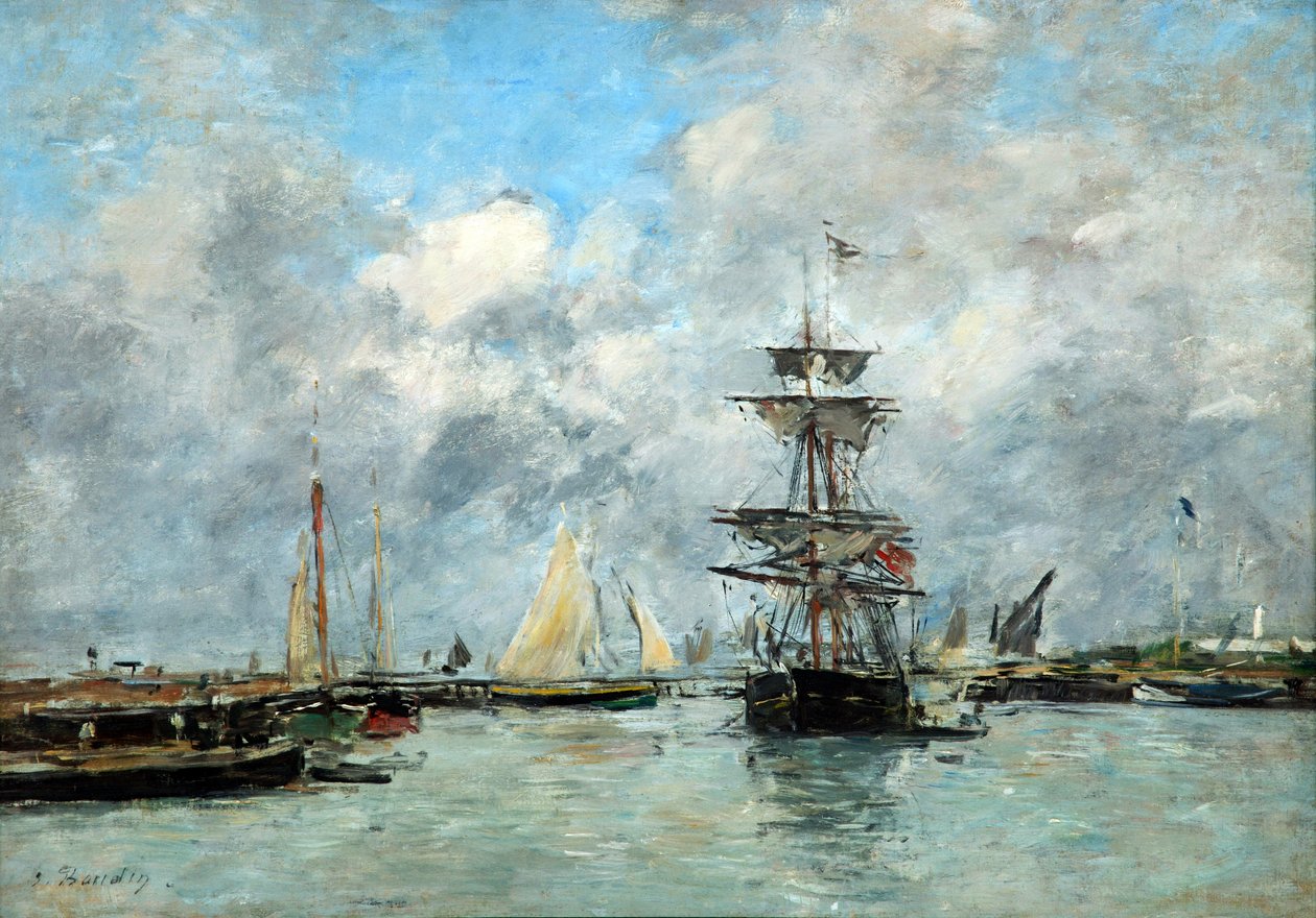 Trouville Harbor (olie på lærred) af Eugene Louis Boudin