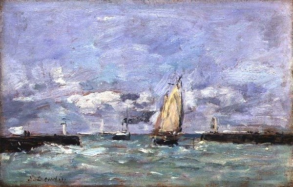 Trouville, ca. 1885-90 (olie på panel) af Eugene Louis Boudin