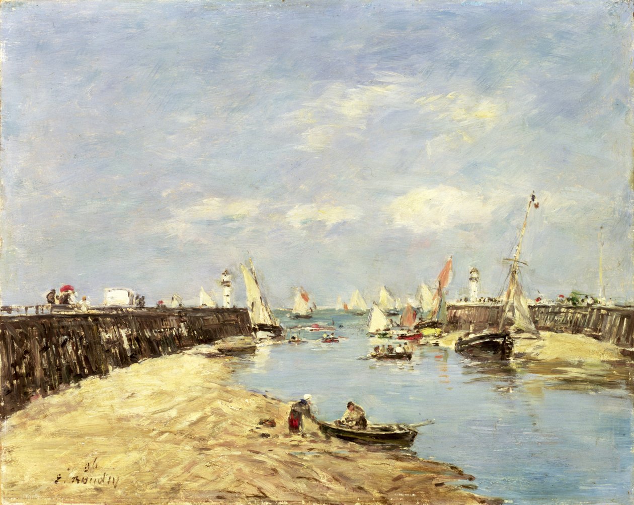 Trouville, anløbsbroen og bassinet, 1896 af Eugene Louis Boudin