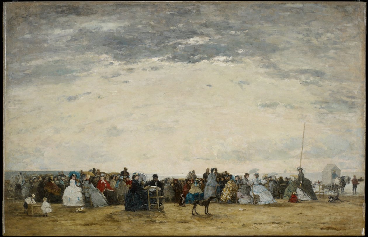 Feriegæster på stranden i Trouville af Eugene Louis Boudin