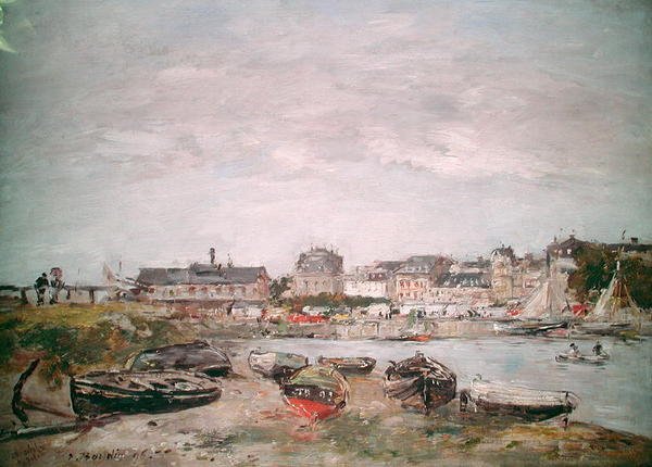 Udsigt over havnen, Trouville af Eugene Louis Boudin