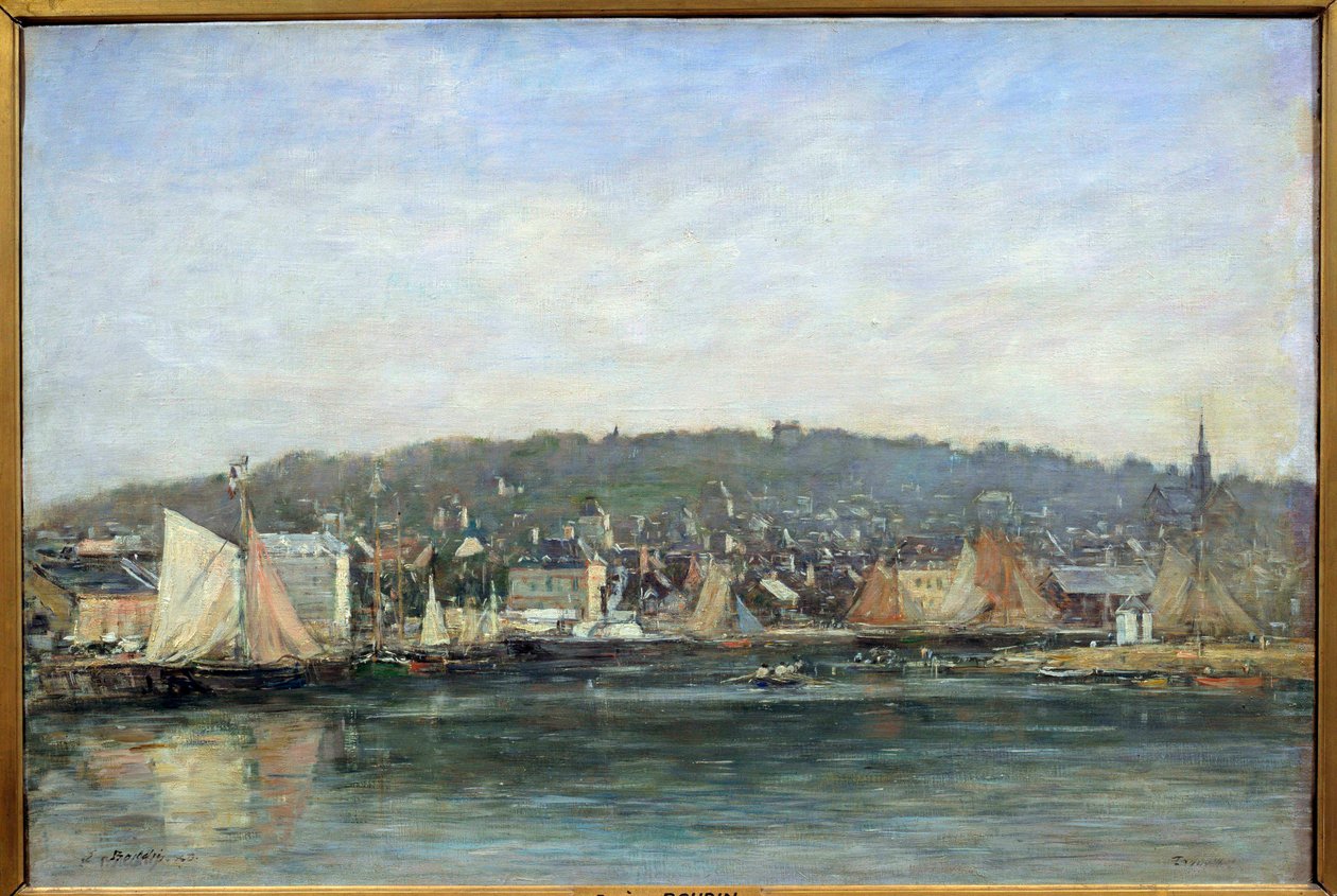 View of the port of Trouville Painting by Eugene Louis Boudindani af Eugene Louis Boudin
