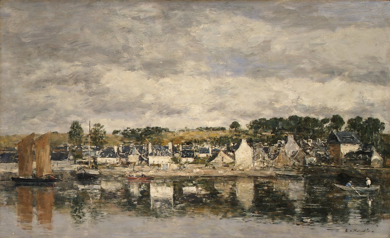 Landsby ved en flod, sandsynligvis 1867. af Eugene Louis Boudin