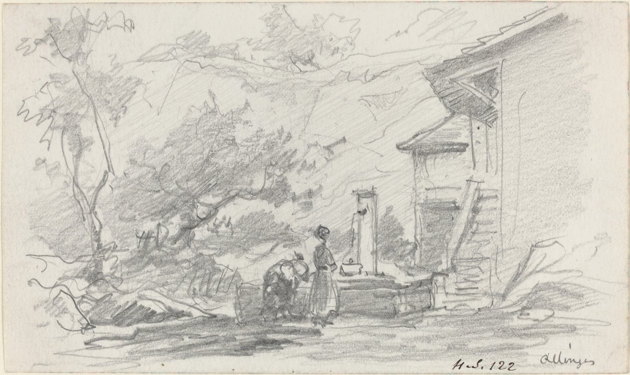 Kvinder ved en brønd, Allinges, slutningen af det 19. århundrede. af Eugene Louis Boudin