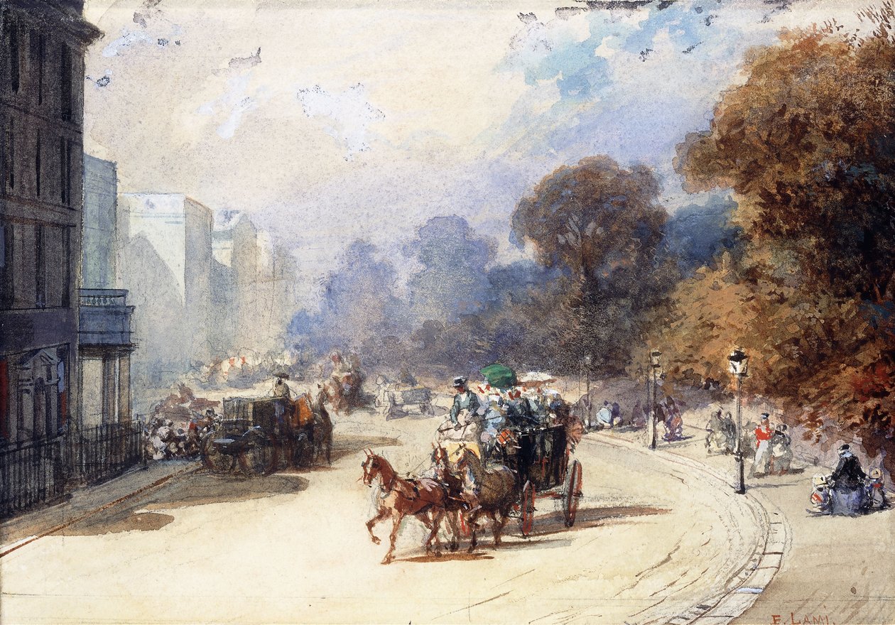 En vogn ved Hyde Park Corner, London af Eugene Louis Lami