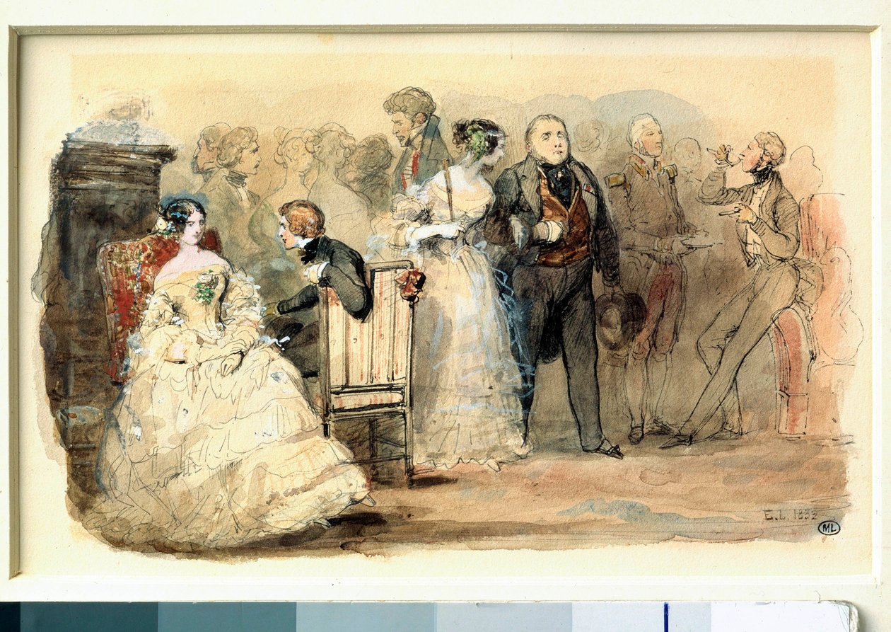 En reception under Louis Philippe Watercolor af Eugene Lami (1800-1890) af Eugene Louis Lami