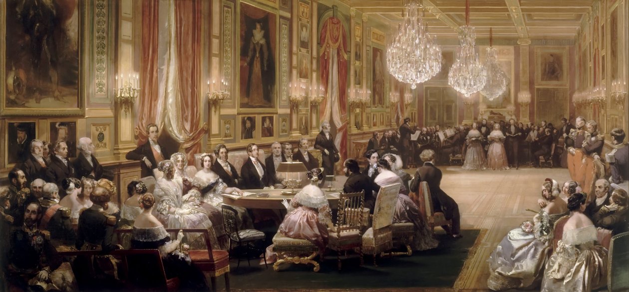 Koncert i Galerie des Guise på Chateau de Eu, 4. september 1843 af Eugene Louis Lami