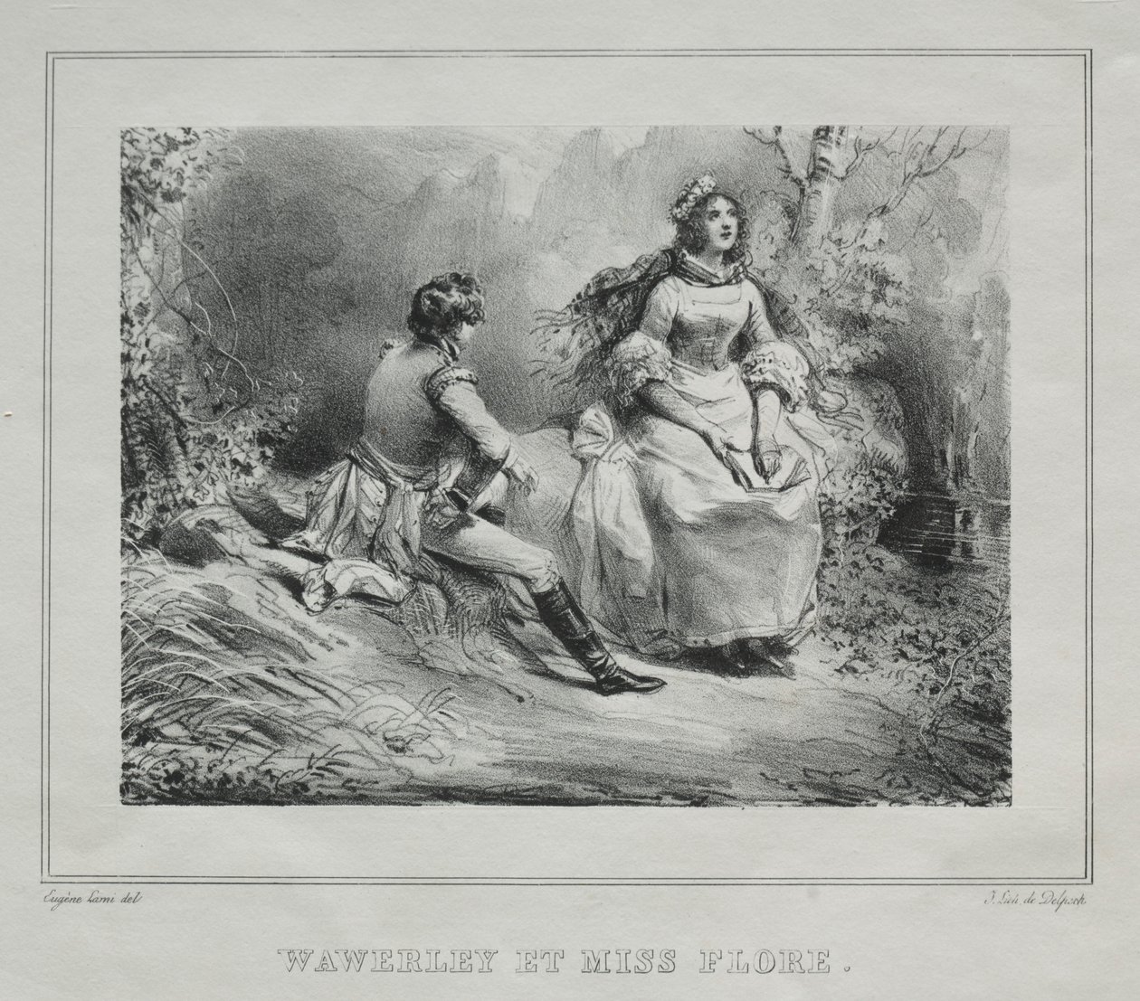 Malerisk udsigt over Skotland: Waverly og Miss Flora, 1825-1828. af Eugene Louis Lami