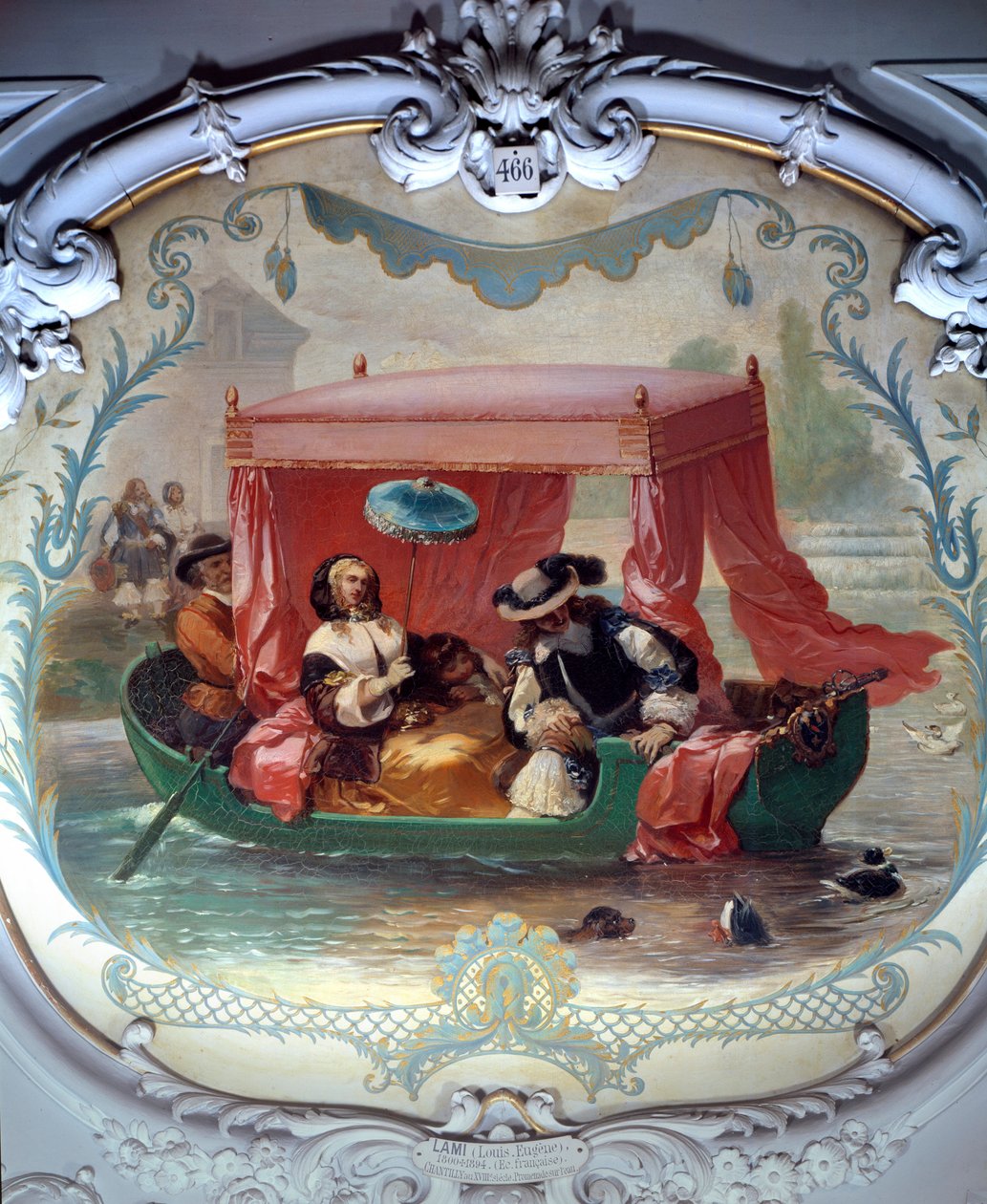 Gå på vandet. Båd med baldakin. Maleri af Eugene Louis Lami (1800-1890) af Eugene Louis Lami