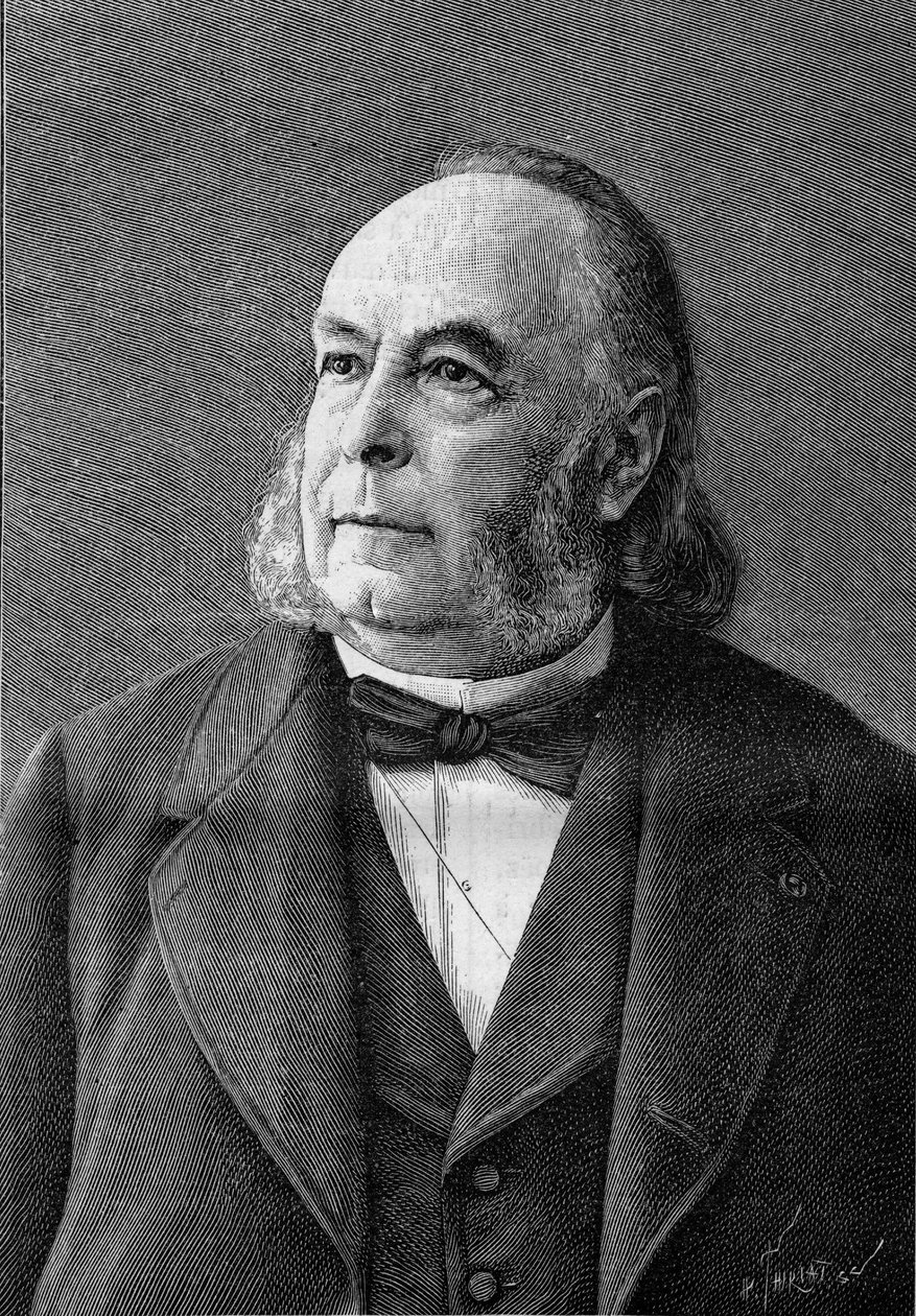 Portræt af Edmond Fremy (1814-1894), fransk kemiker (fra et fotografi af Eug. Pirou). Gravering i "" Natur: gennemgang af videnskaberne og deres anvendelser til kunst og industri"" af 10. februar af Eugene Pirou
