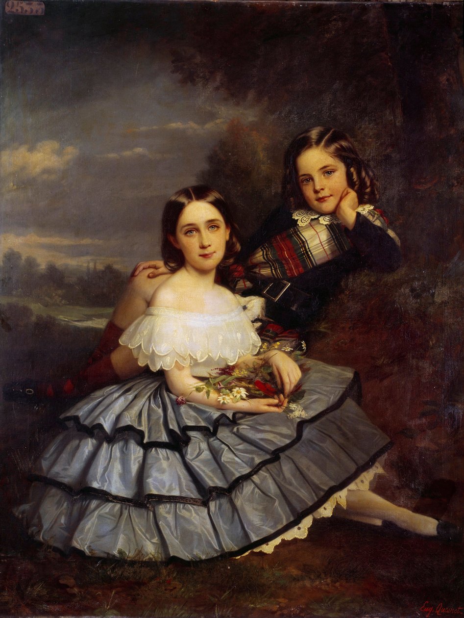 Portræt af Noemie (1847-1916) og Henri Pecquet du Bellet Maleri af Eugene Quesnet (1816-1899) 1855 omkring søndag. 1,46x1,14 m Blerancourt, Musee Franco American af Eugene Quesnet