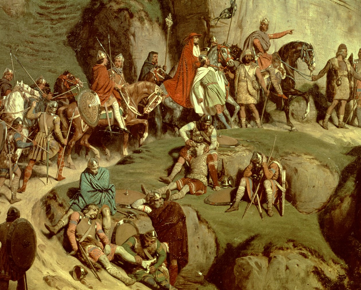 Karl den Store krydser Alperne i 773, detalje af kejseren og hans følge (olie på lærred) af Eugene Roger