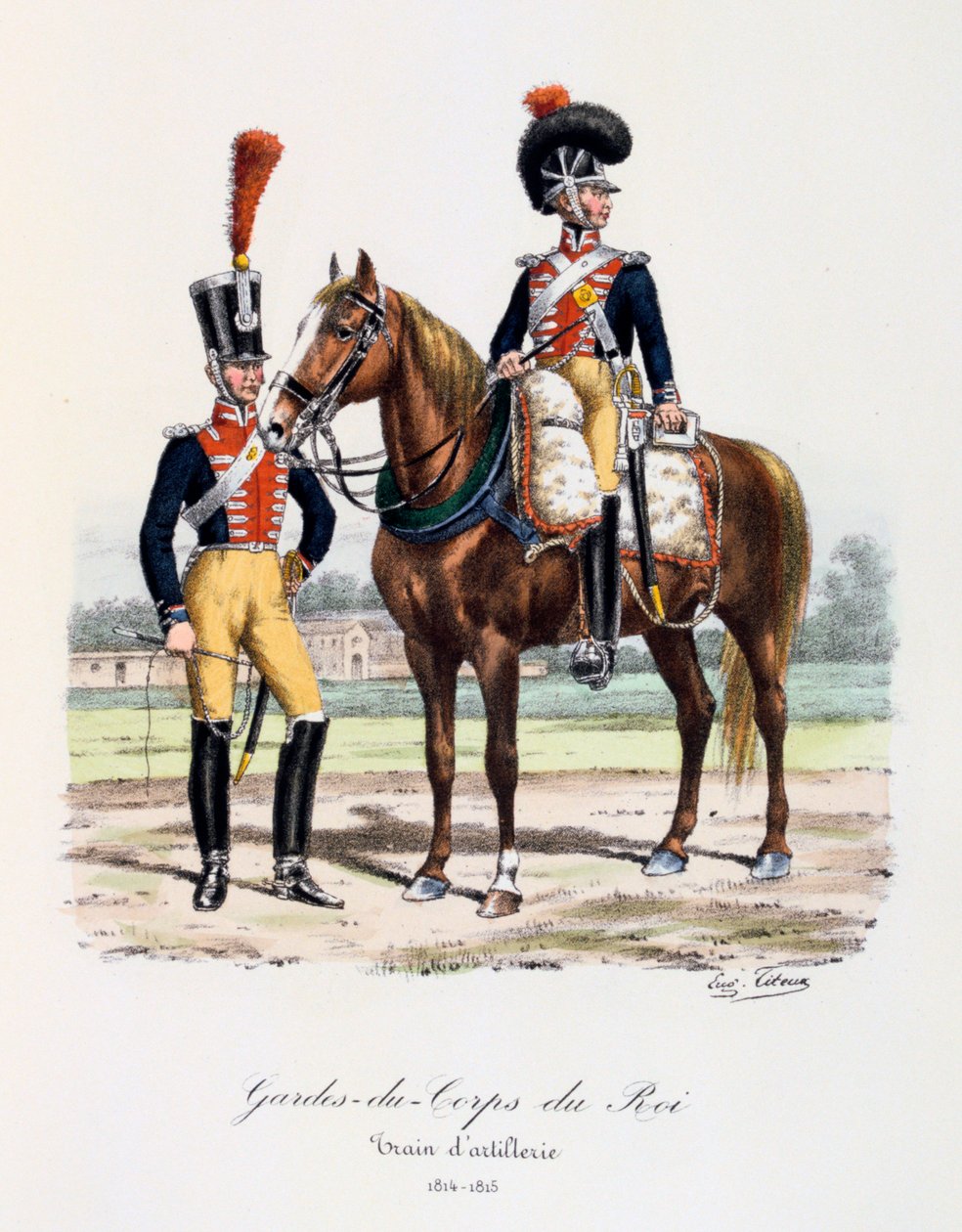 Kongens livvagter, artilleritog, 1814-15 af Eugene Titeux