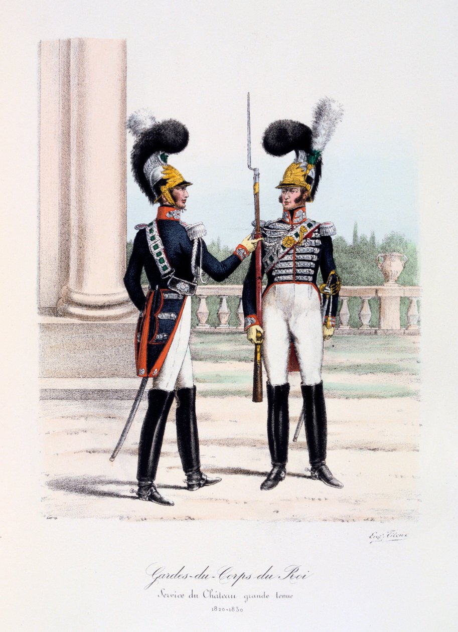 Gardes-du-Corps de Roi, Service de Chateau, heldragt, 1820-30 af Eugene Titeux