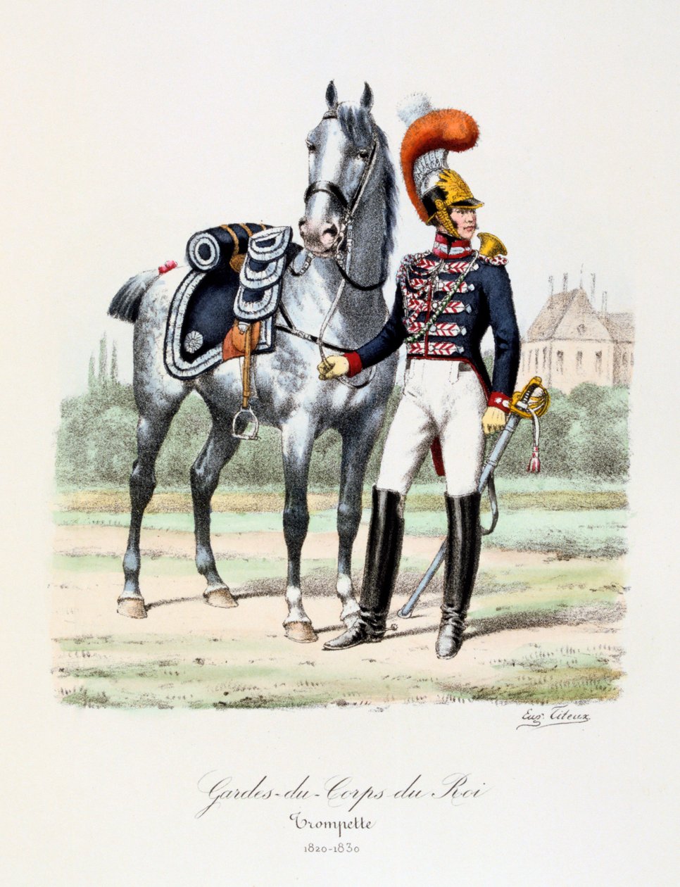 Kongens livvagter, trompetist, c1820-30 af Eugene Titeux