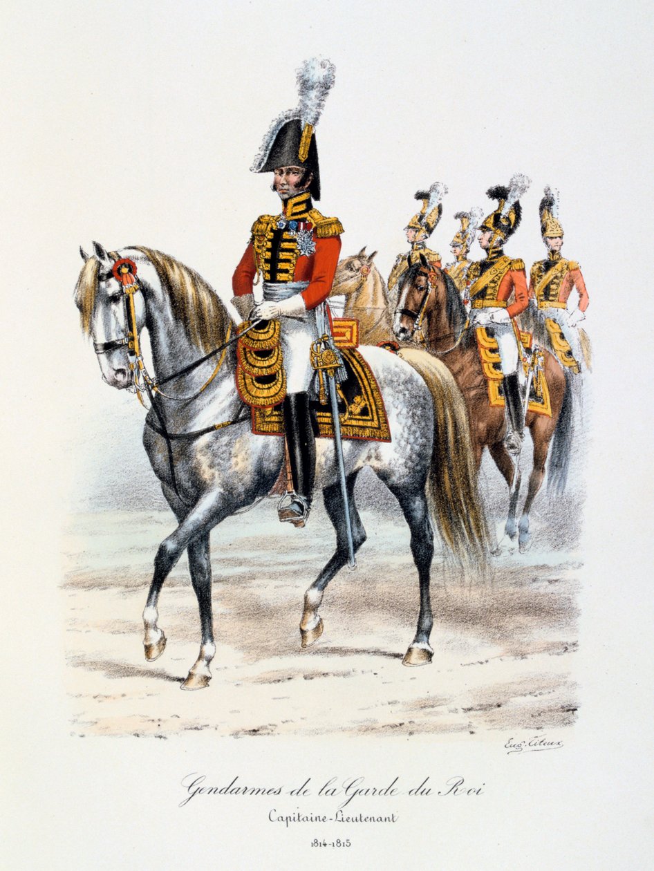 Gendarmer fra Kongens Garde, Kaptajnløjtnant, 1814-15 af Eugene Titeux