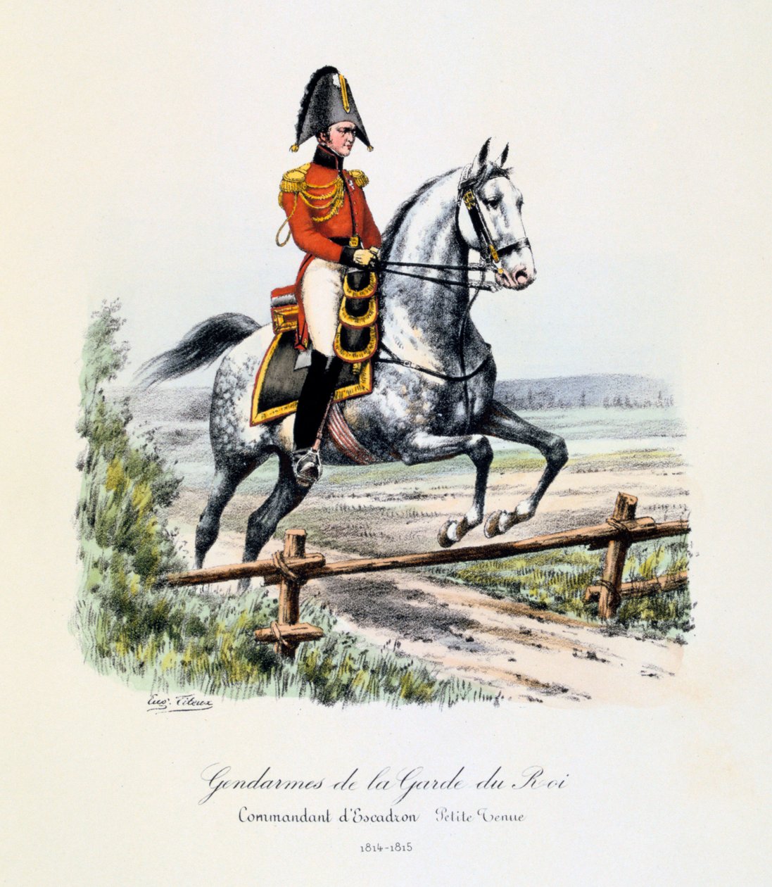 Gendarmer fra Kongens Garde, Eskadronchef, klæder sig af, 1814-15 af Eugene Titeux