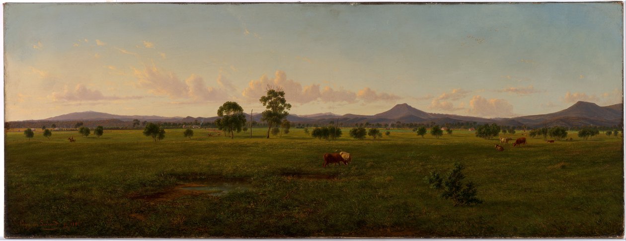 Udsigt over Gippsland Alperne fra Bushy Park ved Avon-floden af Eugene von Guérard