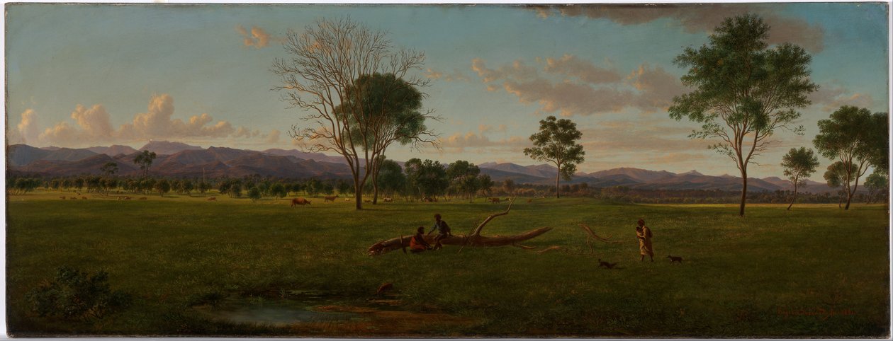 Udsigt over Gippsland -alperne, fra Bushy Park ved floden Avon af Eugene von Guérard