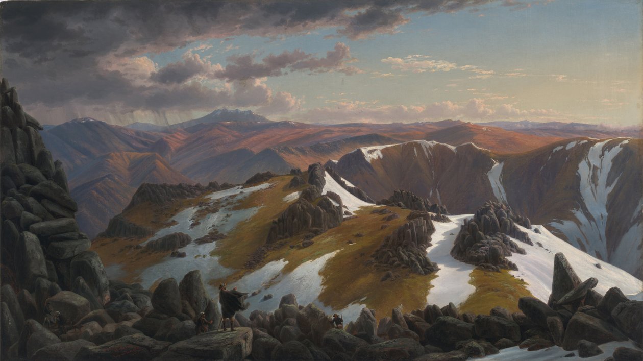 Nordøstlig udsigt fra den nordlige top af Kosciusko-bjerget, 1863 af Eugene von Guérard