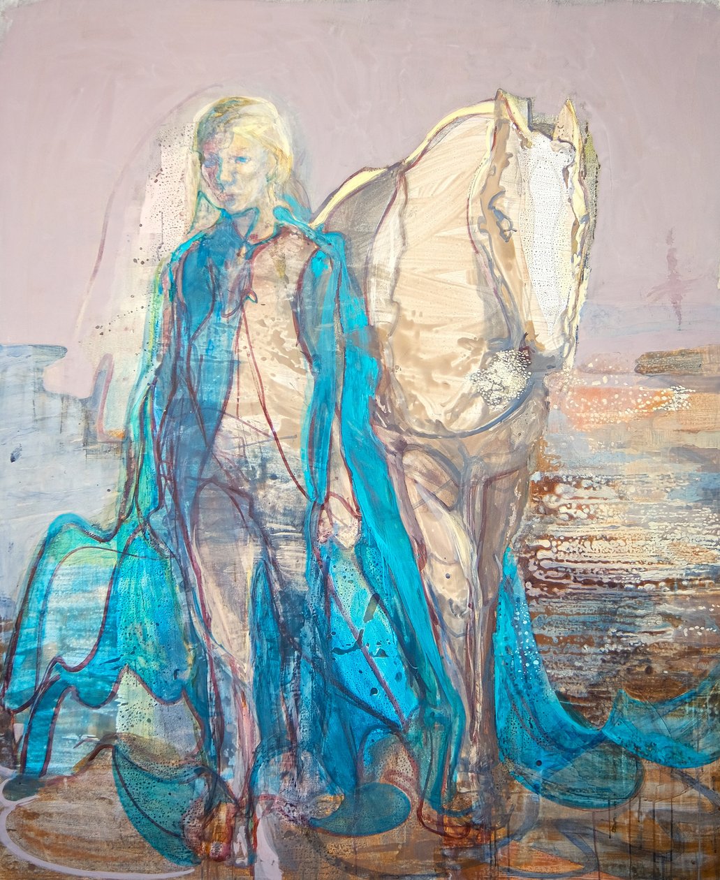 The Birth of The Goddess 2, 2020-23 (olie, pigmenter, ler på lærred) af Eugenie Vronskaya