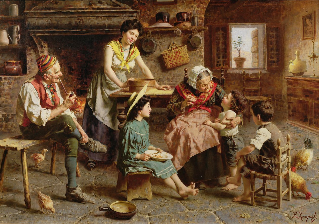 Familiescene af Eugenio Zampighi