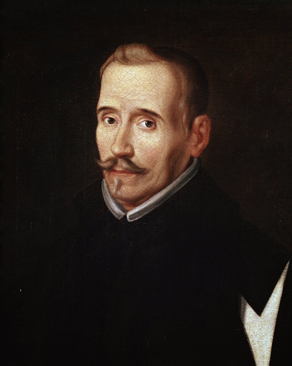 Portræt af Felix Lope de Vega y Carpio (1562-1635), spansk dramatiker og digter. Anonymt maleri af Eugenio Caxes skole, fra det 17. århundrede. Olie på lærred.Detalje. Madrid. Lazaro Galdiano Foundation af Eugenio (attr. to) Caxes