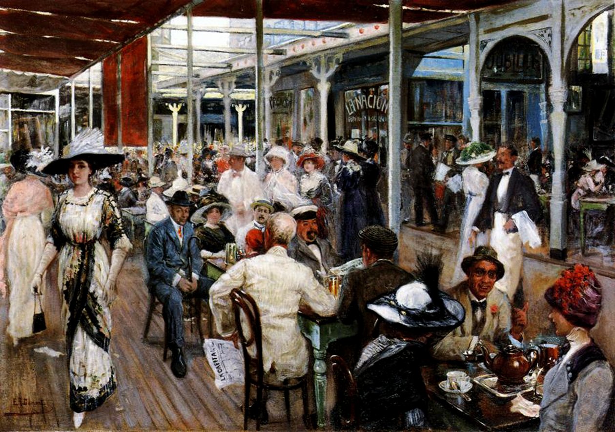 The Terrace of a Cafe, Mar del Plata, Argentina, 1912 af Eugenio Alvarez Dumont