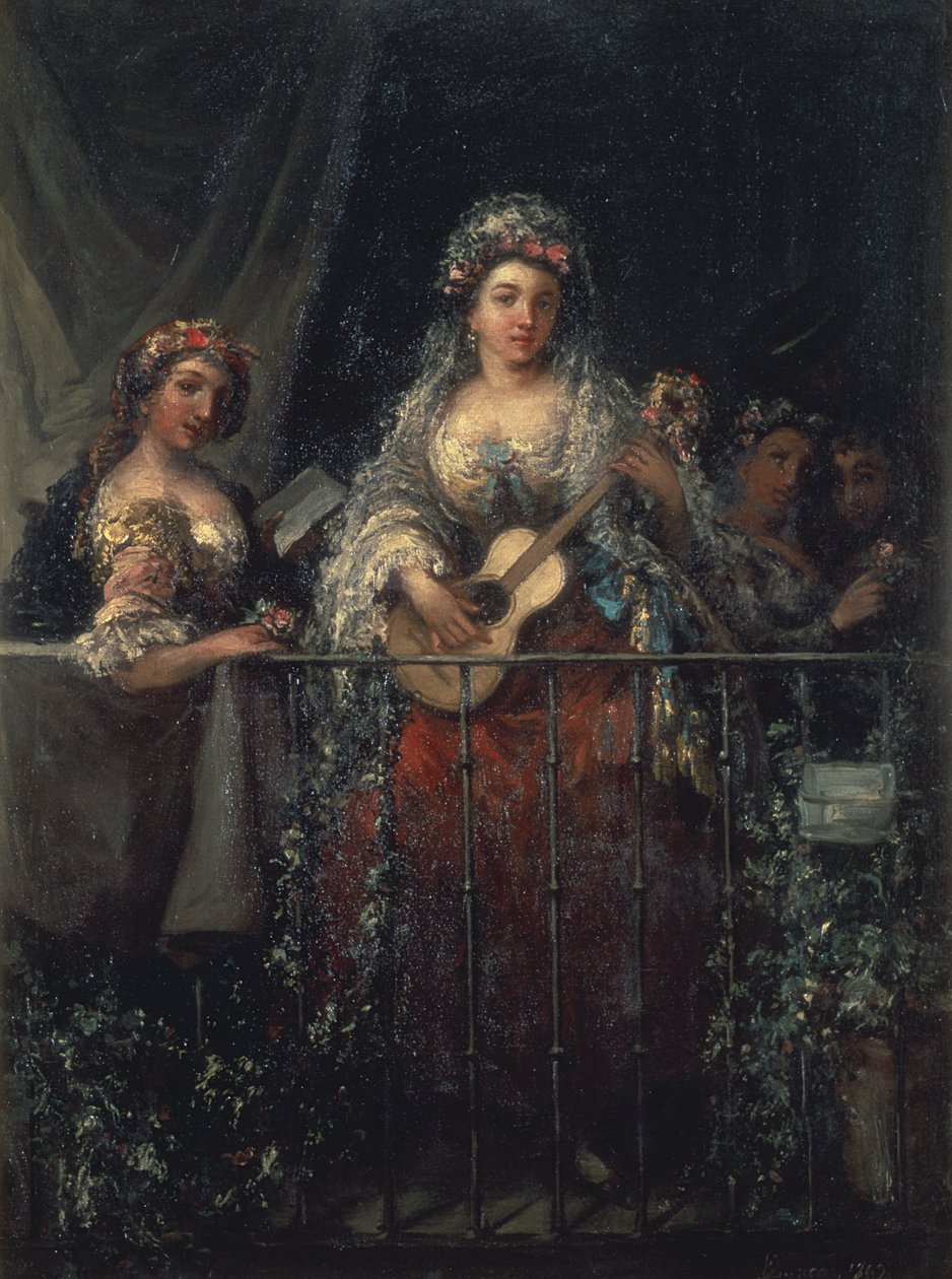 Damer på en balkon, 1862 af Eugenio Lucas Velázquez