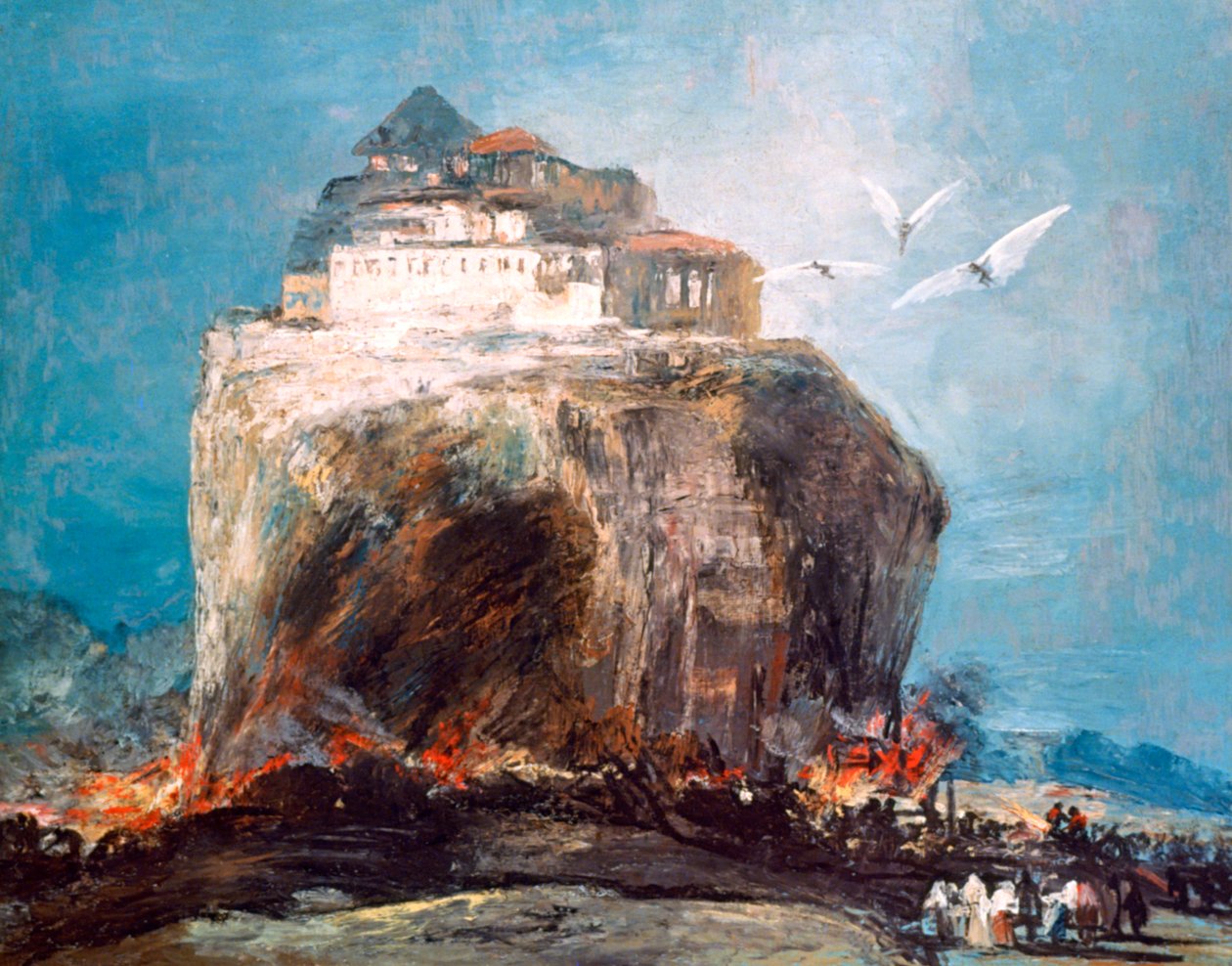 By på klippen, c1878-1918 af Eugenio Lucas Villamil