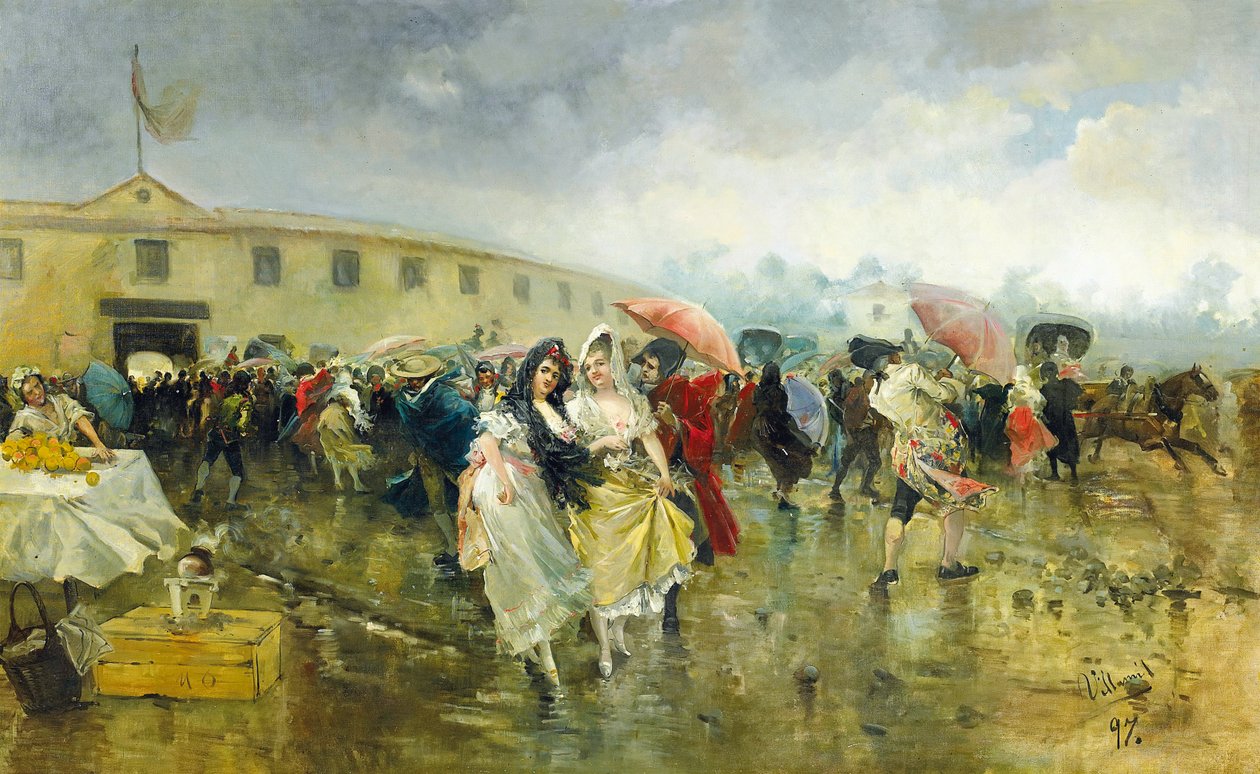 Uden for tyrefægterarenaen, Madrid, 1897 af Eugenio Lucas Villamil