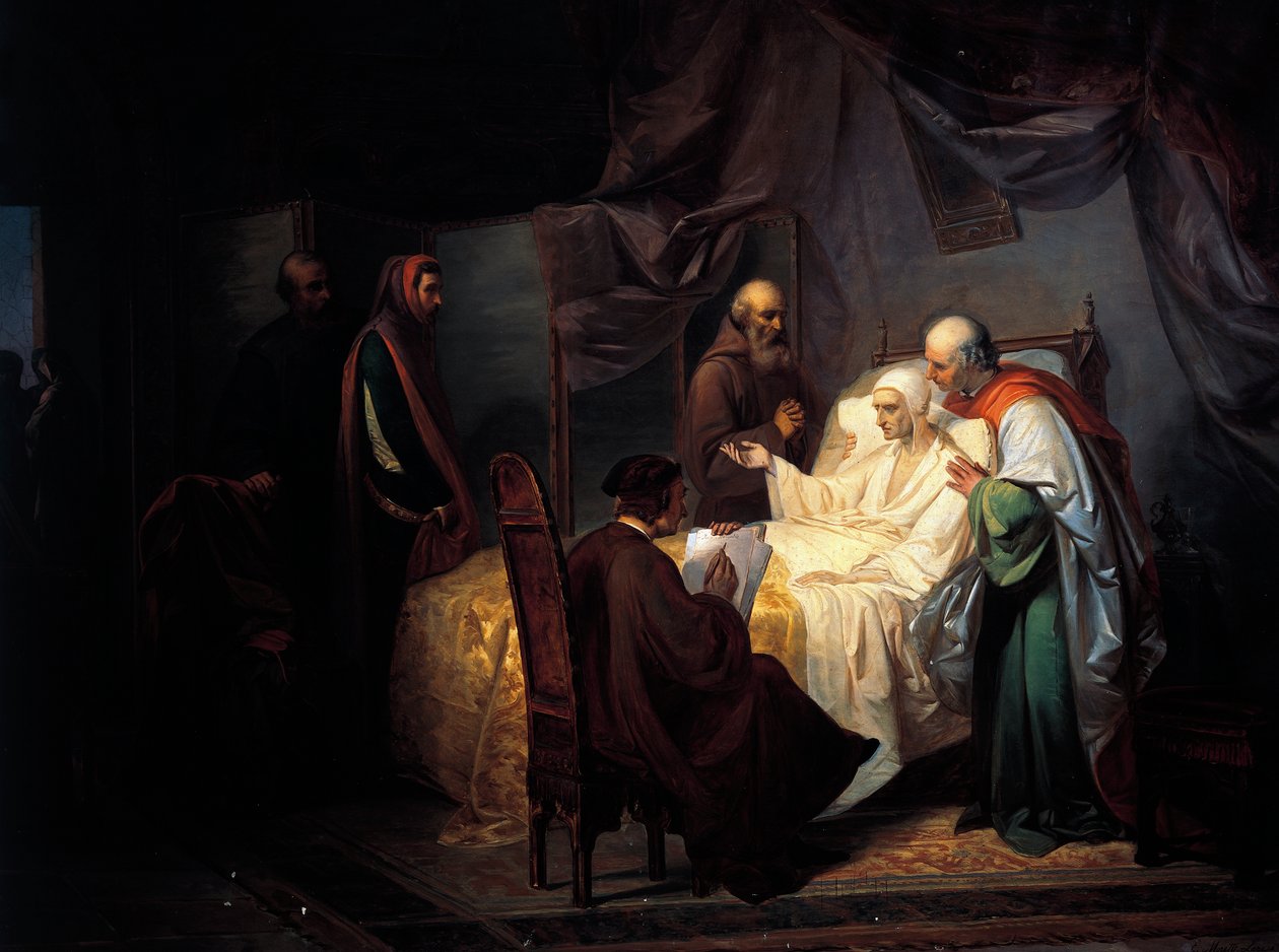Dante Alighieri (1265-1321) på sit dødsleje af Eugenio Moretti Larese