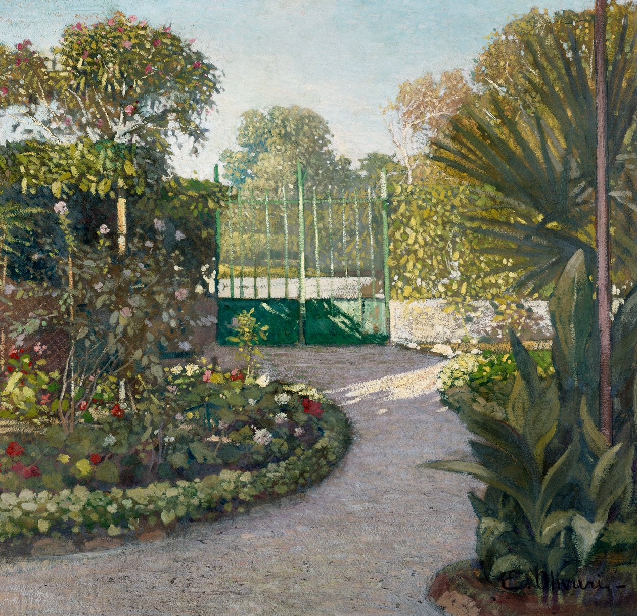 Have, maleri af Eugenio Olivari (1882-1917), olie på pap, 69x72 cm af Eugenio Olivari