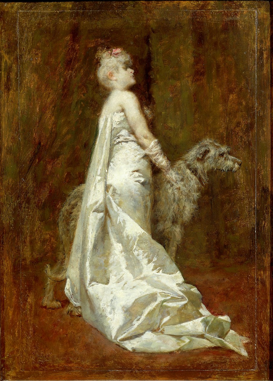 Hvid kjole og hund fra Eugenio Scomparini af Eugenio Scomparini