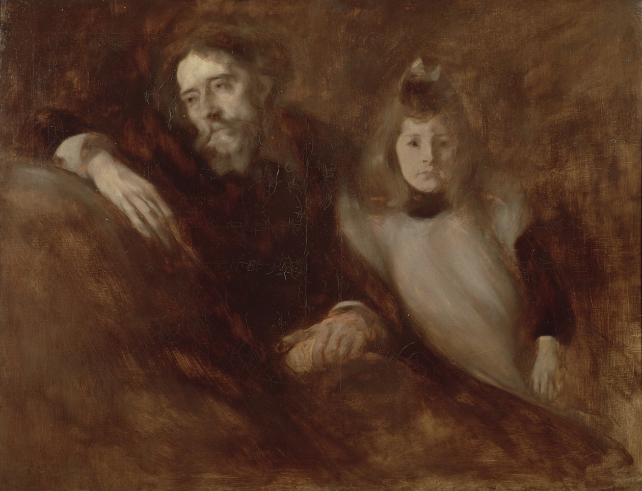 Portræt af Alphonse Daudet (1840-97) og hans datter Edmee, 1891 af Eugène Carrière