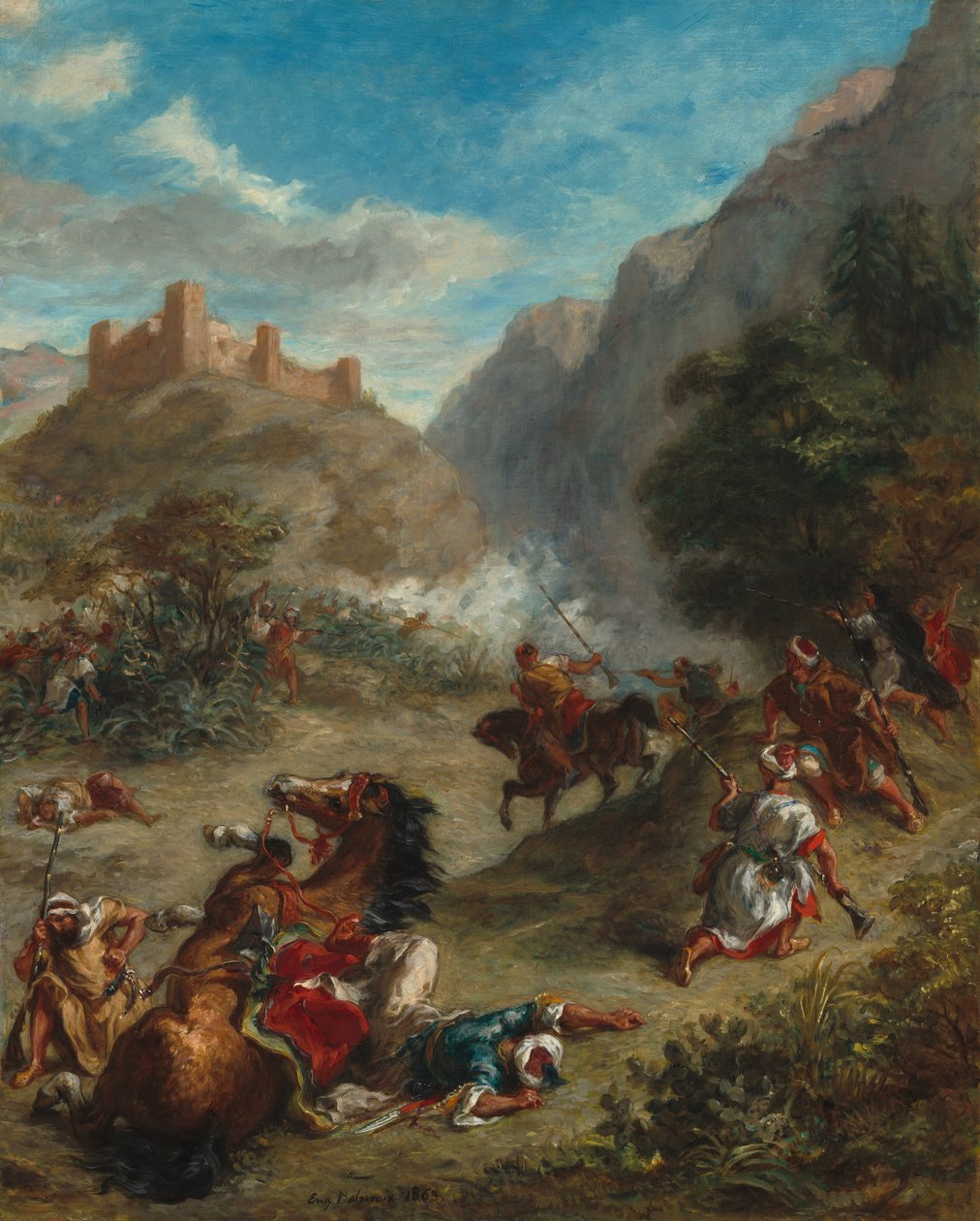 Araber træffer i bjergene af Ferdinand Victor Eugene Delacroix