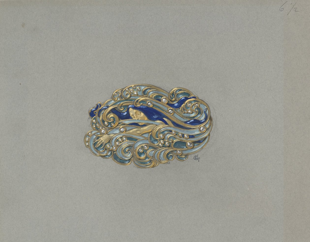 Design til en broche af Eugene Grasset