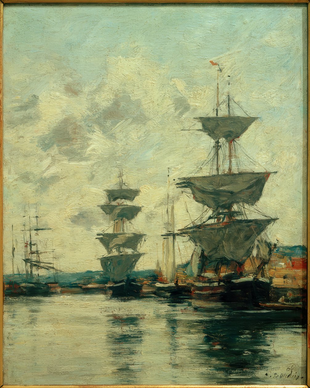 Deauville havnebassin af Eugene Louis Boudin