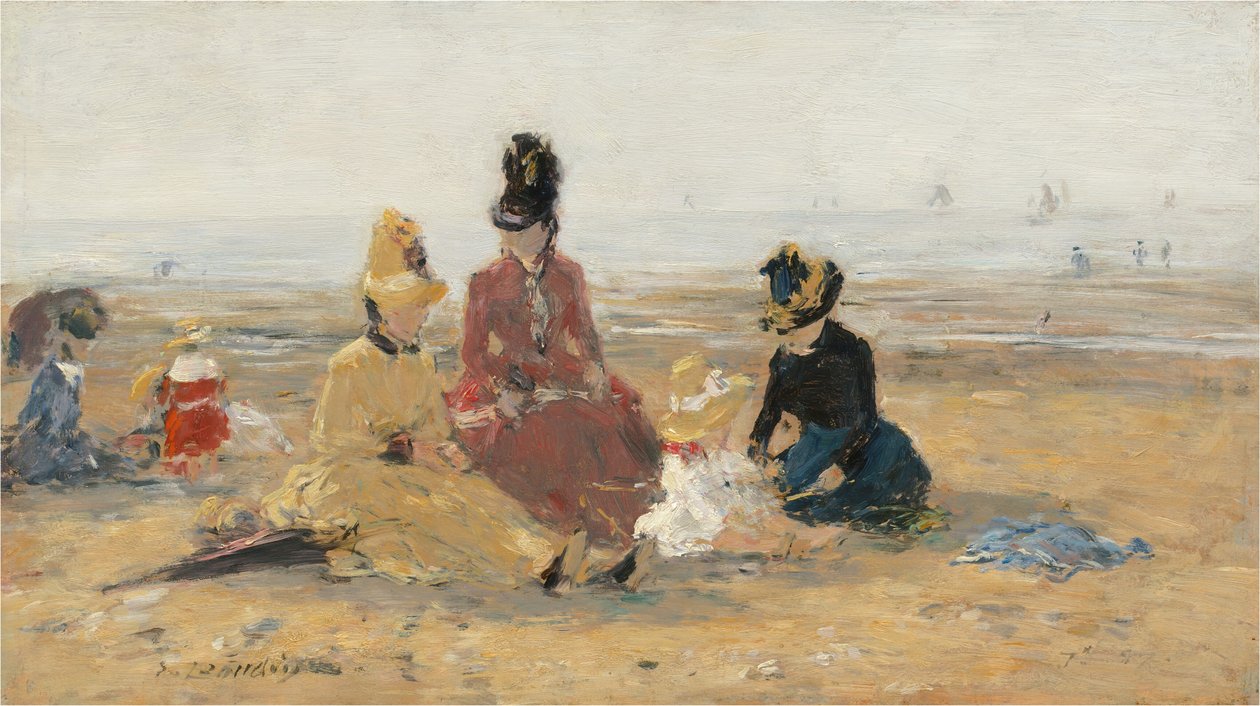 På stranden, Trouville af Eugène Boudin