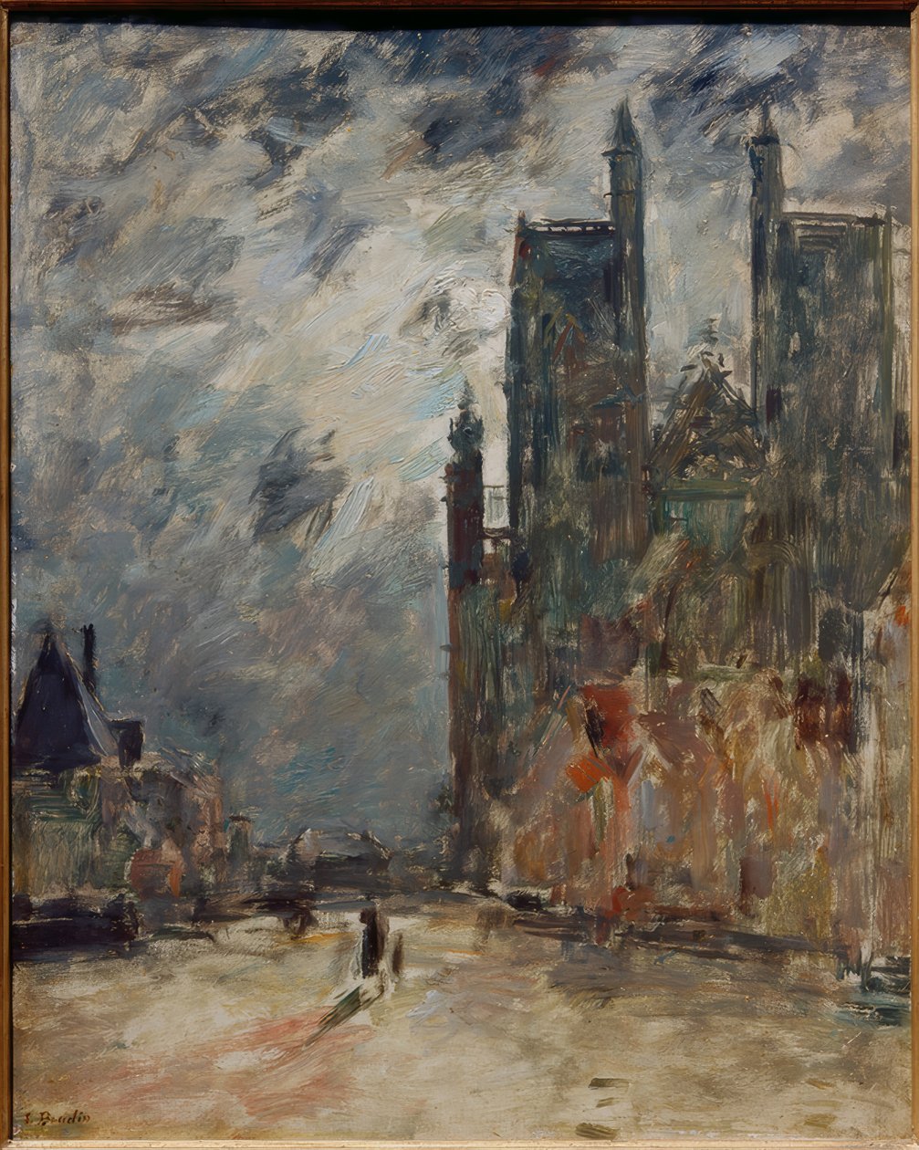 Abbeville Collegiate Church om natten af Eugene Louis Boudin