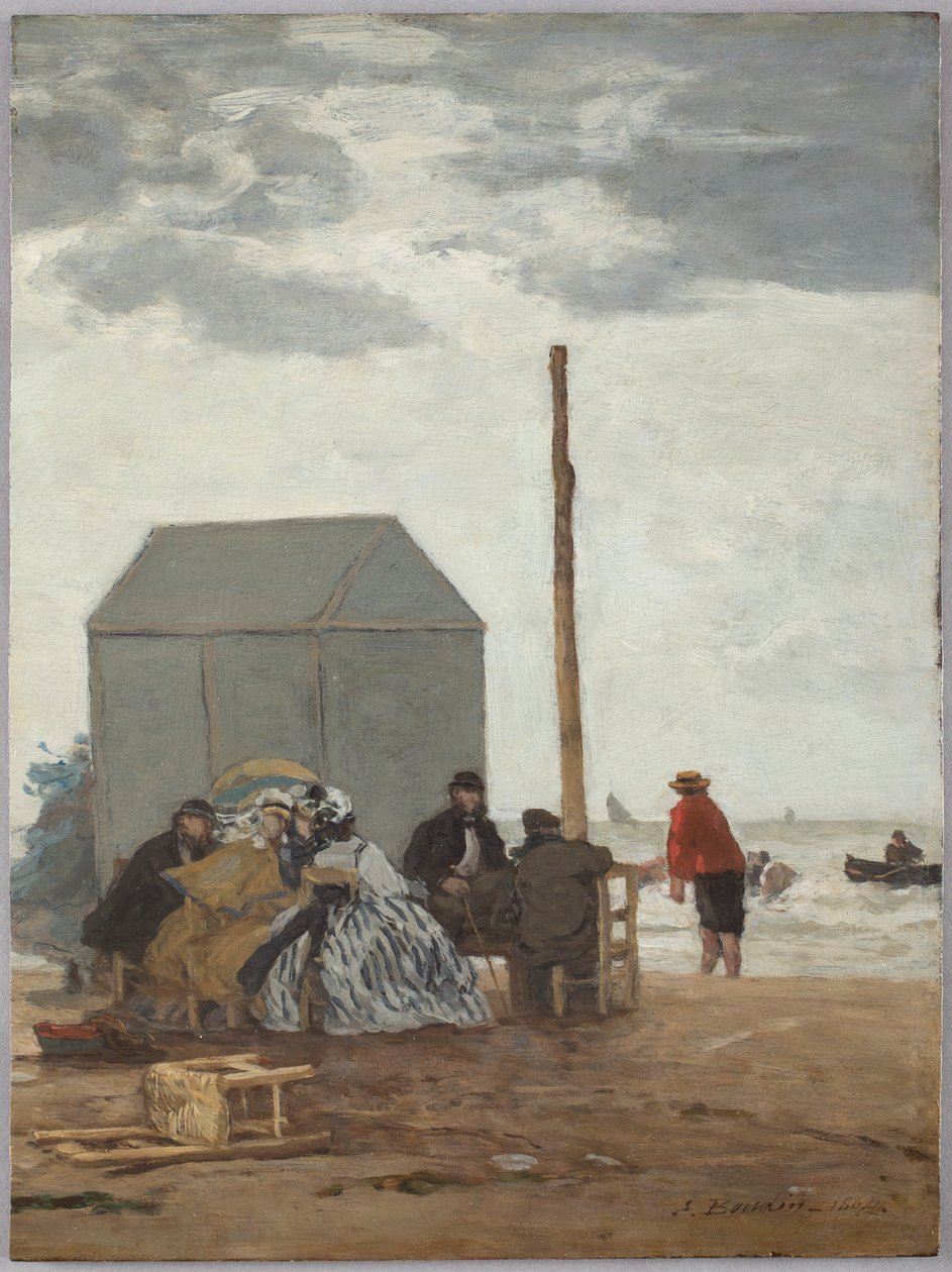 Stranden ved Deauville af Eugène Boudin