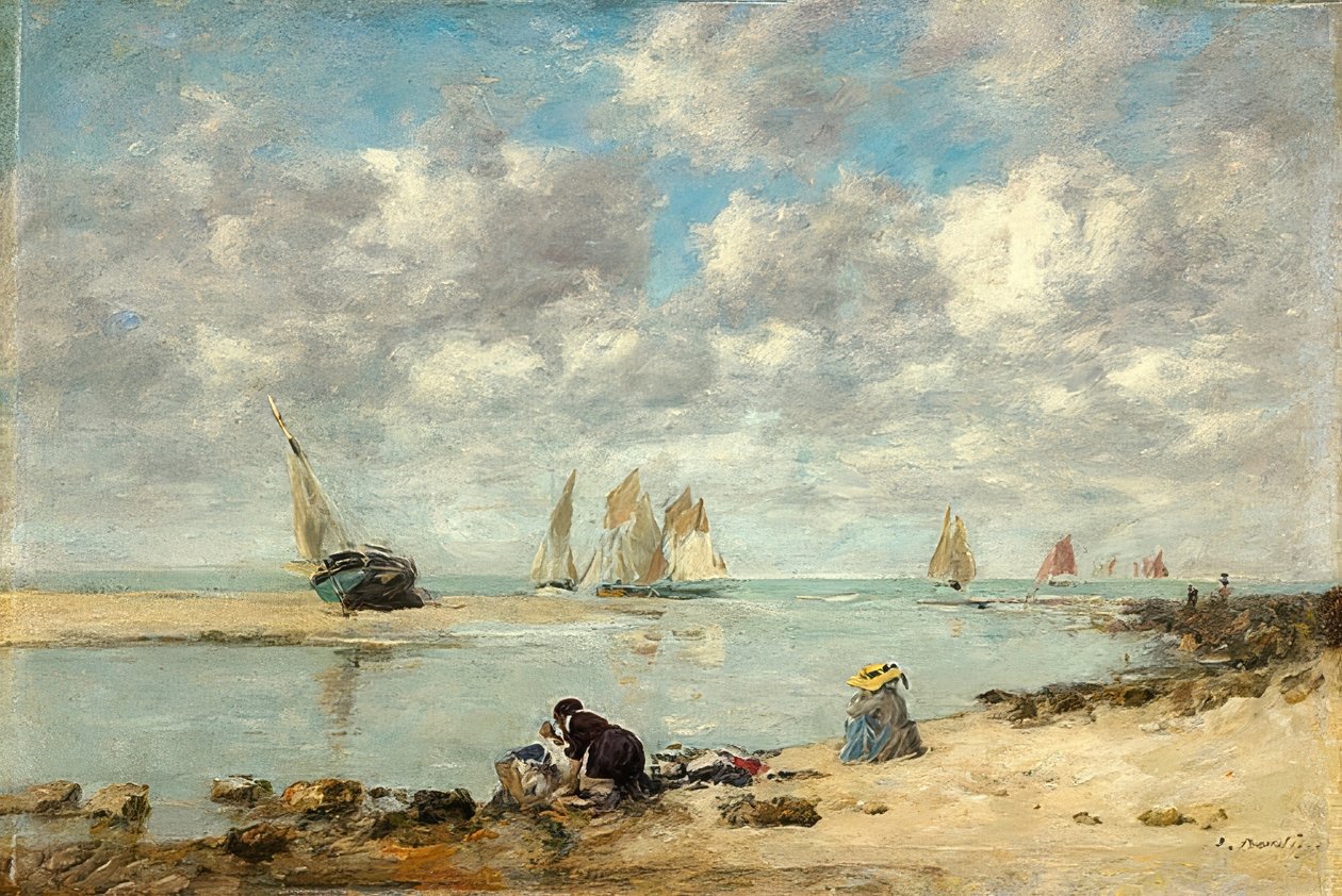 Vaskekvinde nær Trouville. 1872/1876 af Eugene Louis Boudin