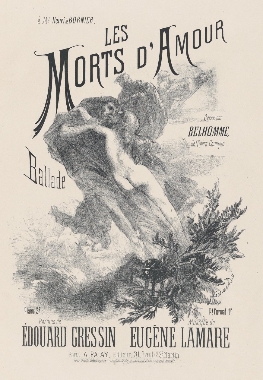 The Dead of Love, ca. 1885. af Eugène Carrière