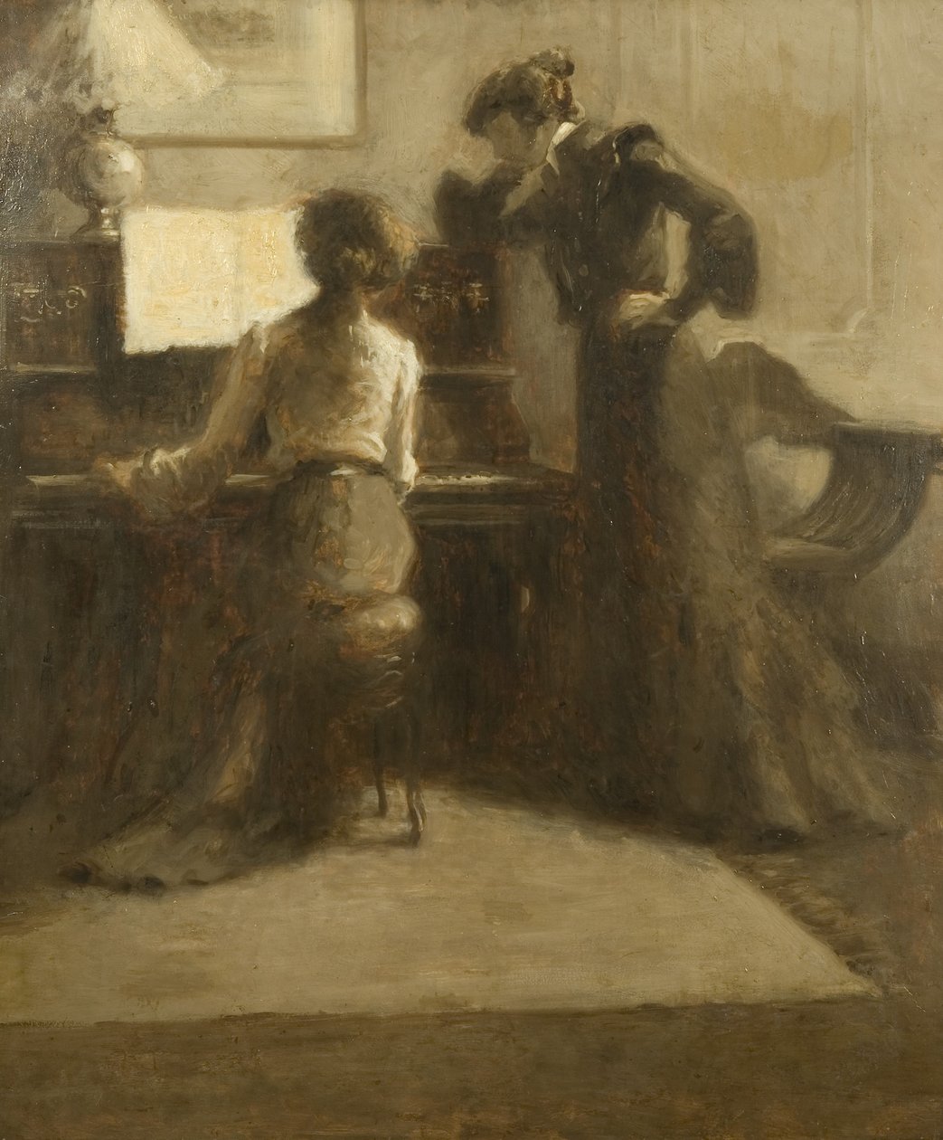 Pianisten, ca. 1900 (olie på papir lagt på lærred) af Eugène Carrière