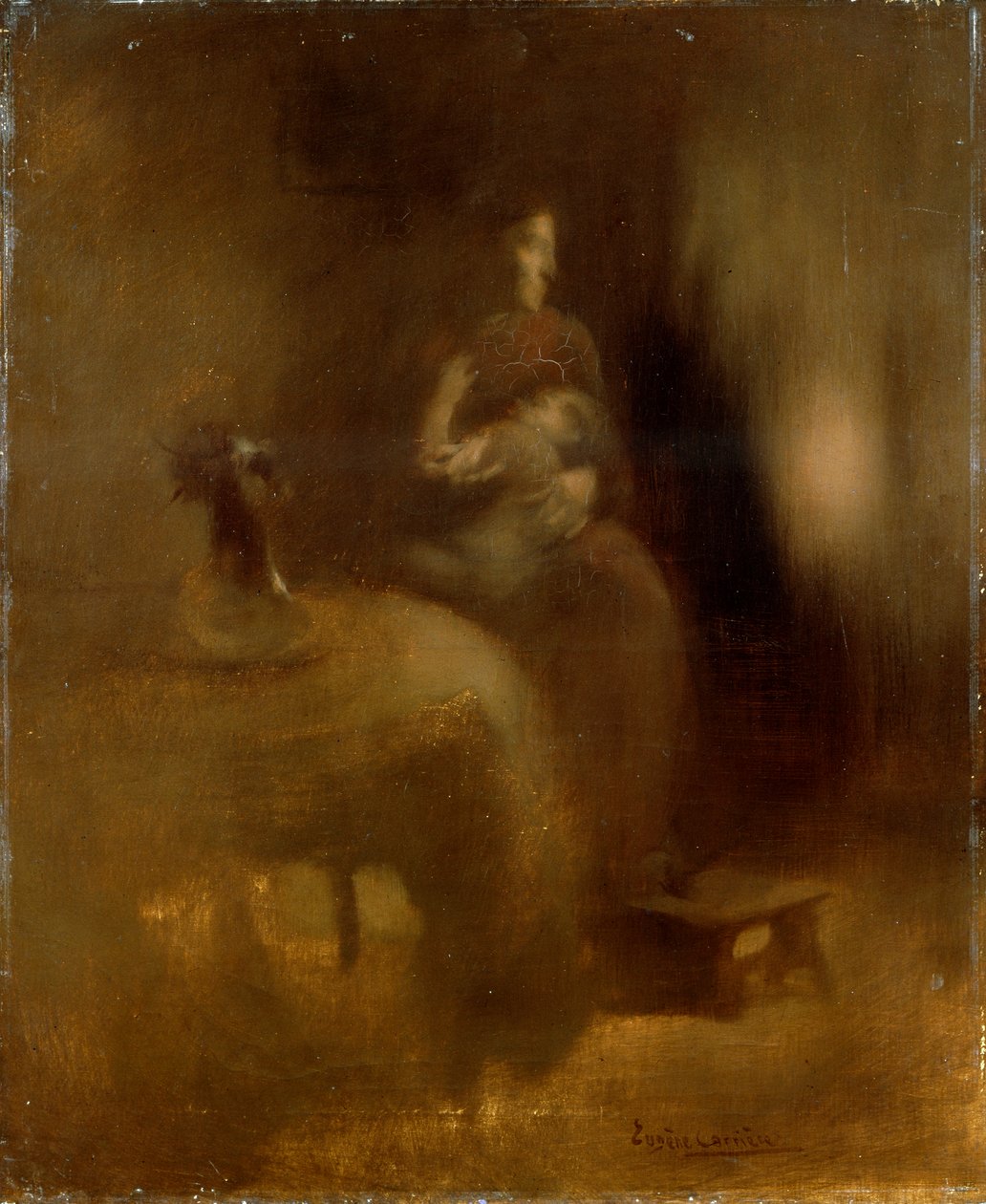 Kvinde med en baby i skødet, 1890